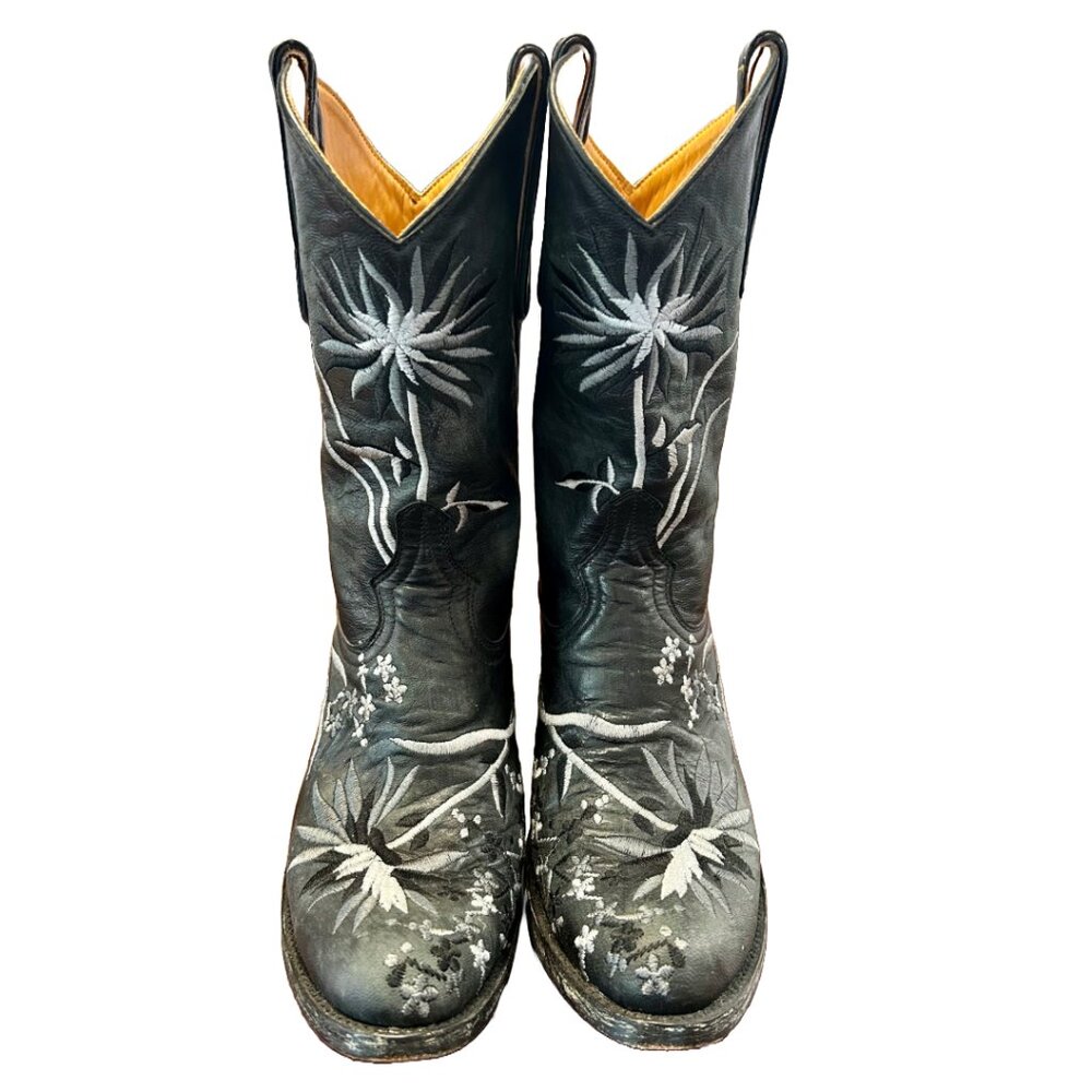 Old Gringo Black Leather Cowboy Boots w/ Palm Tree Embroidery | Size 10B